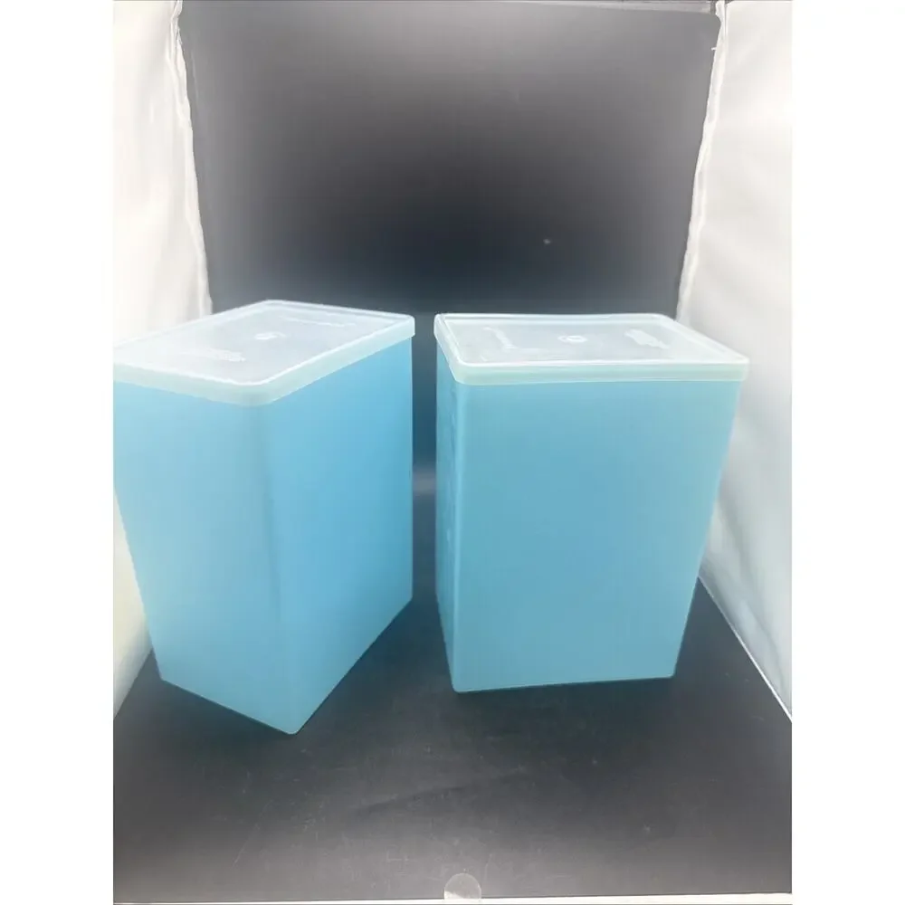 Vintage Tupperware 484-2 Modular Mates Blue Pantry Storage Canisters Lot 2
